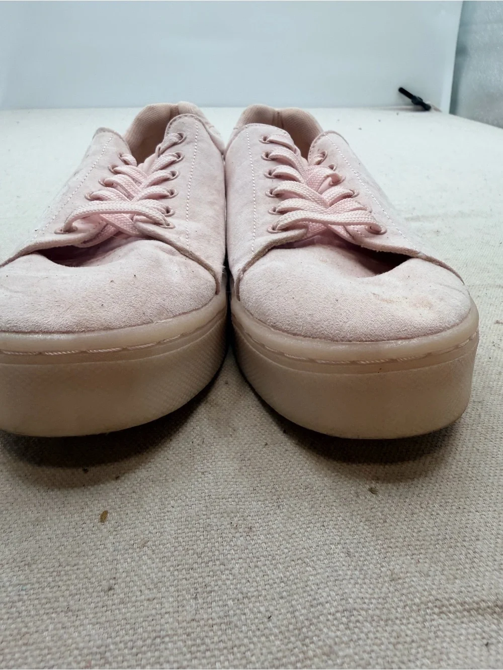 H&M Women's Light Pink Canvas Lace-Up Sneakers